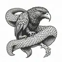 snake choking raven tattoo design idea