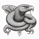 snake choking raven tattoo design idea