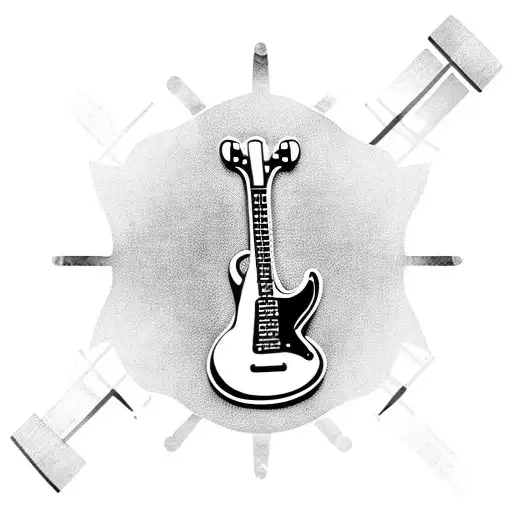 guitar and cross tattoo design idea