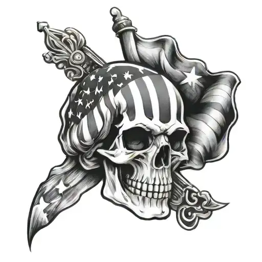 Patriotic Skull tattoo design idea