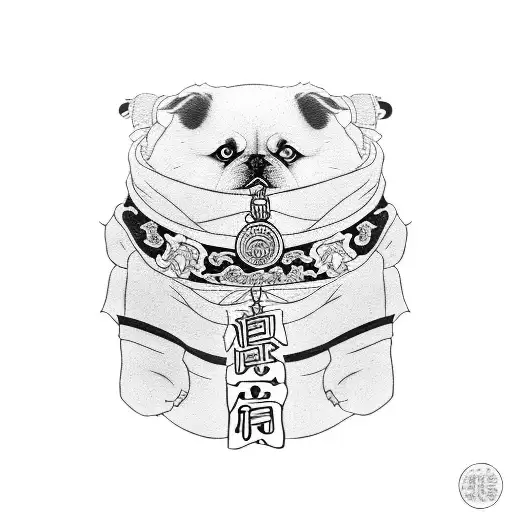 omamori con un perrito estilo japones tattoo design idea