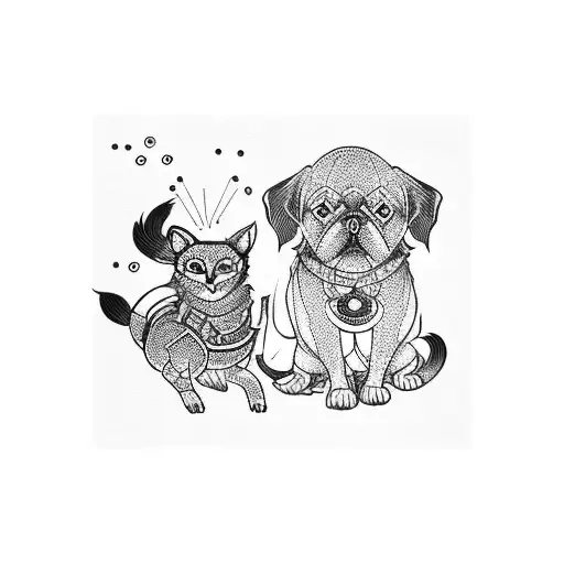 omamori con un perrito estilo japones tattoo design idea