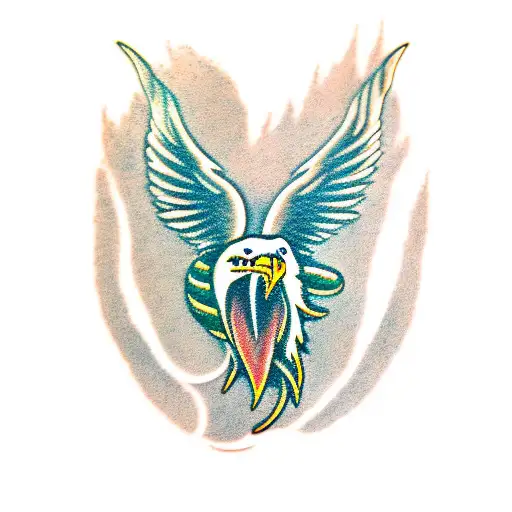 Eagle attacking snake tattoo design idea