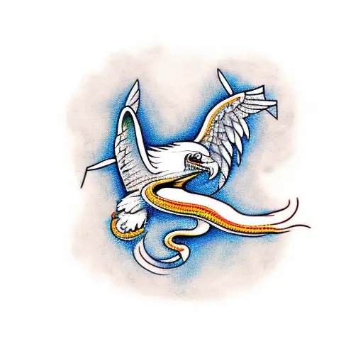 American Eagle attacking snake tattoo design idea