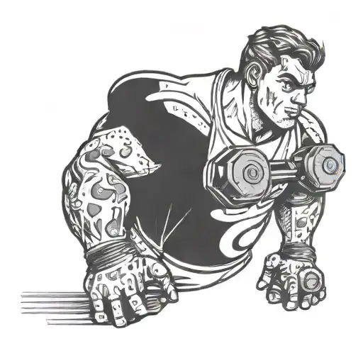 A weightlifter holding a gaming controller tattoo design idea