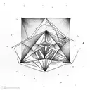 beach and coconut trees inside a triangle shape tattoo design idea