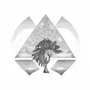 beach and coconut trees inside a triangle shape tattoo design idea