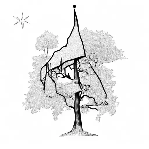 Lebanon flag intertwined with environmental symbols like trees and animals tattoo design idea