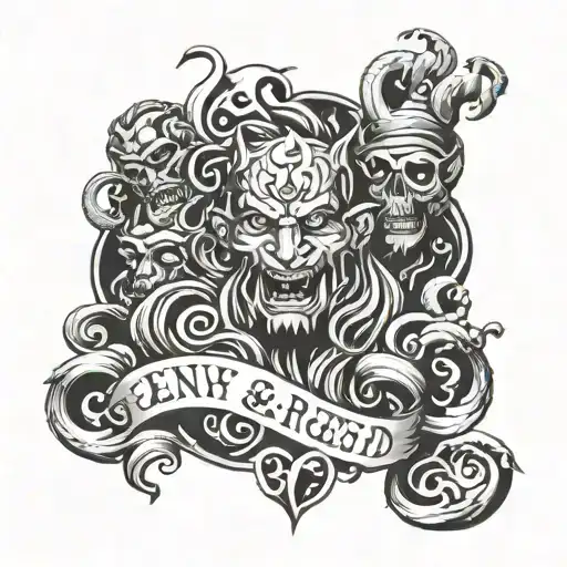 Pride, Envy, Anger, Greed, Gluttony, Lust tattoo design idea