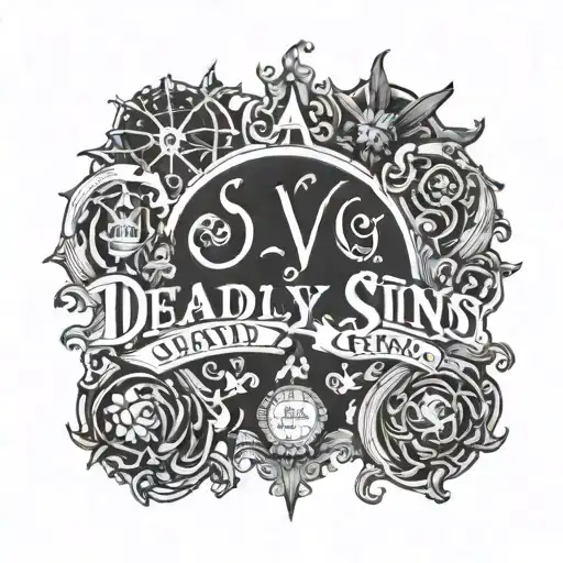 The seven Deadly sins in Latin text tattoo design idea