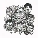 Pride, Envy, Anger, Greed, Gluttony, Lust tattoo design idea