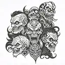 Pride, Envy, Anger, Greed, Gluttony, Lust tattoo design idea