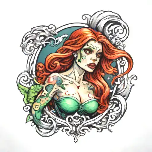 Ariel the little mermaid as a zombie  tattoo design idea