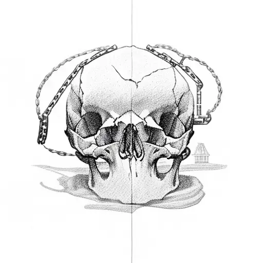 chains around a skull tattoo design idea