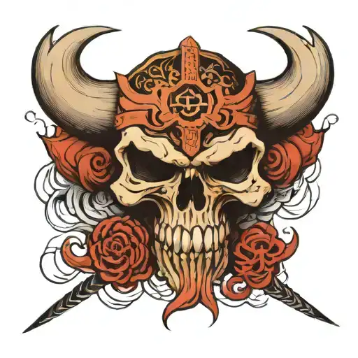 viking skull tattoo design idea