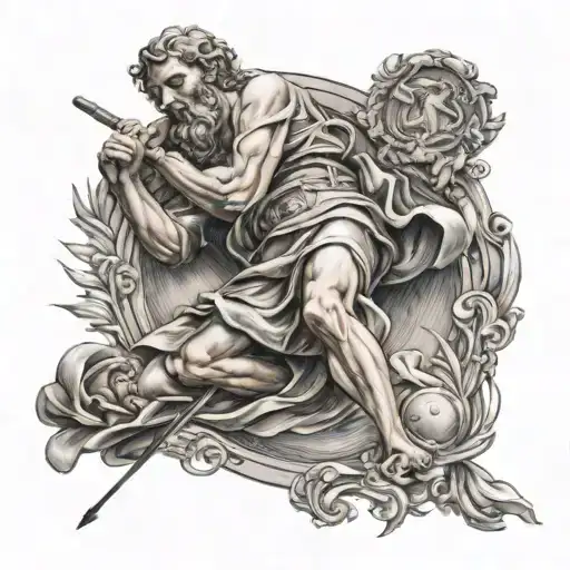 St. Christopher with a pendulum included tattoo design idea