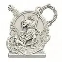 St. Christopher with a pendulum included tattoo design idea