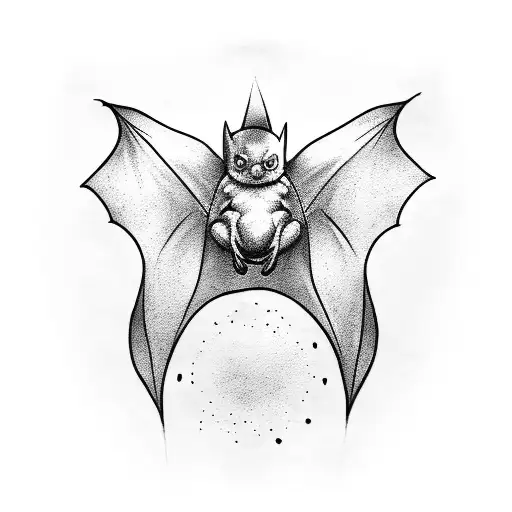 bat hanging  tattoo design idea