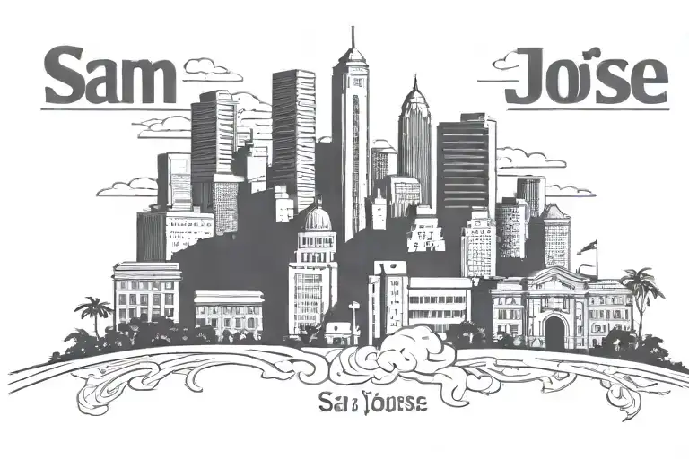 downtown san jose California very detailed   tattoo design idea