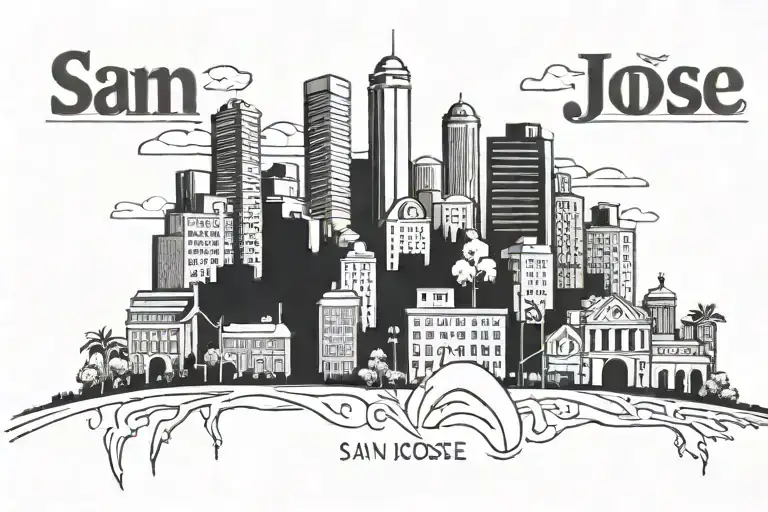 downtown san jose California outline filled tattoo design idea