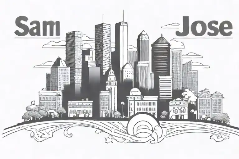 downtown san jose California outline filled tattoo design idea
