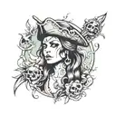 female pirate tattoo design idea