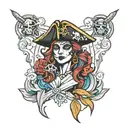 female pirate tattoo design idea