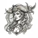 female pirate tattoo design idea