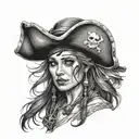 female pirate tattoo design idea