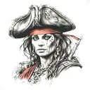 female pirate tattoo design idea