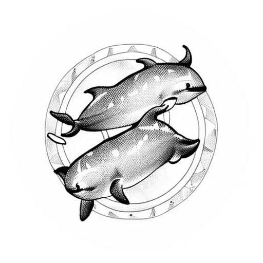 3 dolphins in a circle tattoo design idea