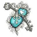 A key and a heart, where the key represents opening or unlocking emotions, and the heart represents the feelings contain tattoo design idea