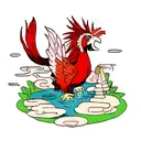 fire rooster with water dragon tattoo design idea