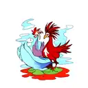 fire rooster with water dragon tattoo design idea