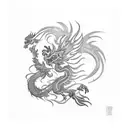 fire rooster with water dragon tattoo design idea