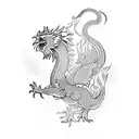 fire rooster with water dragon tattoo design idea