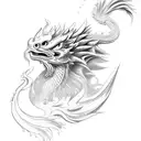 fire rooster with water dragon tattoo design idea