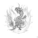 fire rooster with water dragon tattoo design idea