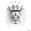lion with crown with sons names incorporated. Jason and Bryce tattoo design idea