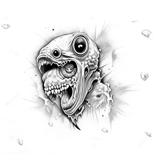 zombie bird tattoo design idea