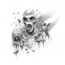 zombie bird tattoo design idea
