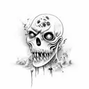 zombie bird tattoo design idea