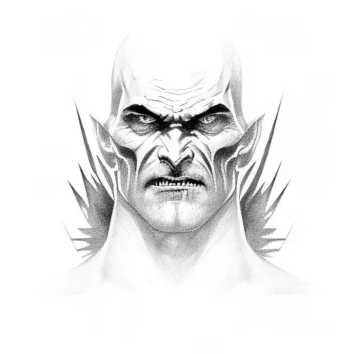 man face half evil and half good tattoo design idea