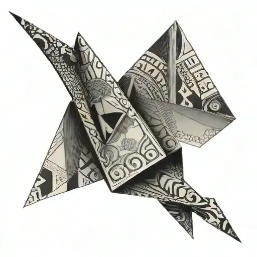 paper crane made from a dollar bill origami tattoo design idea
