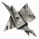 paper crane made from a dollar bill origami tattoo design idea