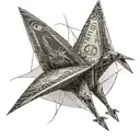 paper crane made from a dollar bill origami tattoo design idea