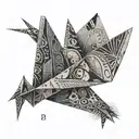 paper crane made from a dollar bill origami tattoo design idea