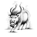 Forest with boar tattoo design idea