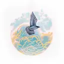 A tattoo of a bird flying through a thought bubble, representing the client's love for deep thinking and nature tattoo design idea