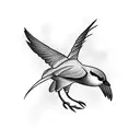 A tattoo of a bird flying through a thought bubble, representing the client's love for deep thinking and nature tattoo design idea